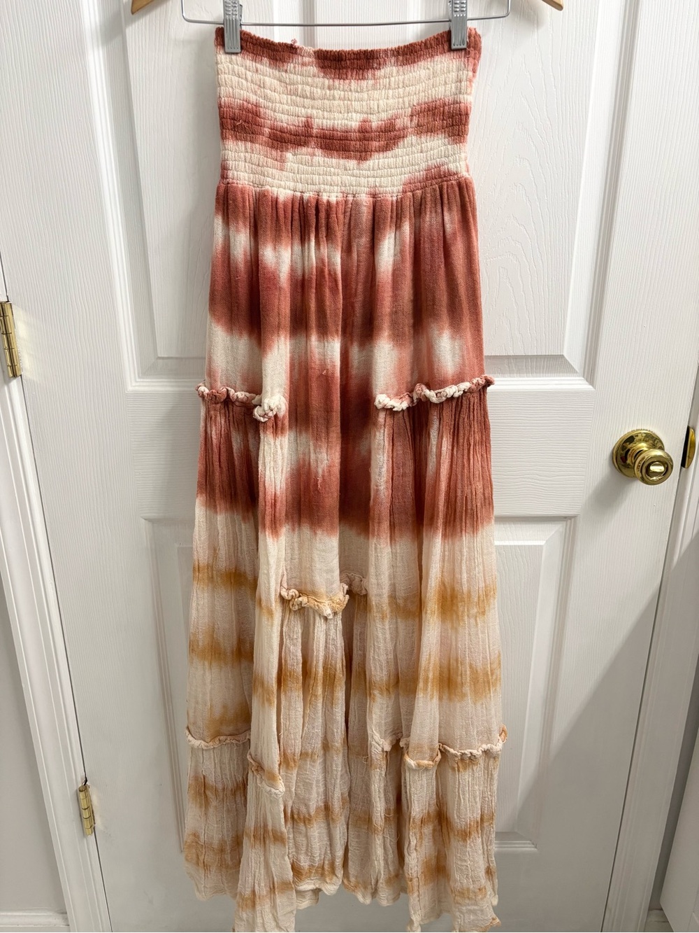 Jen’s Pirate Booty Lavender Fields Maxi Dress Cotton Gauzey Strapless Boho Small